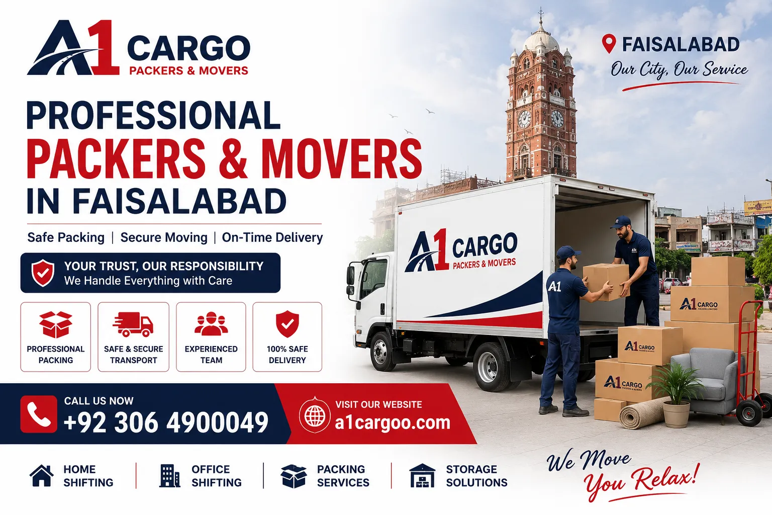 a1cargoo Packers and Movers in faisalabad